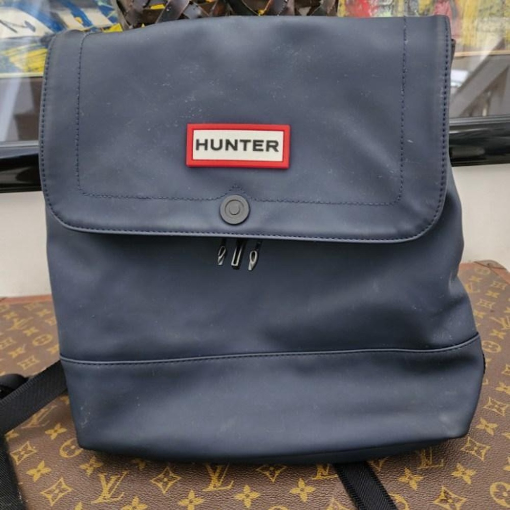 Hunter Navy Blue Backpack with Hunter Yellow Lining